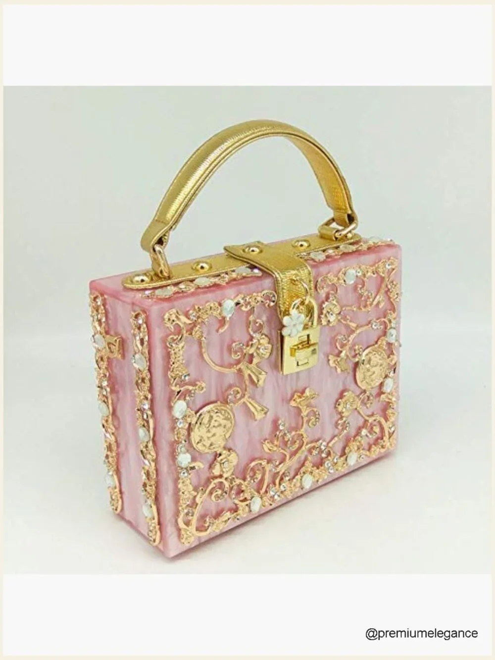 Acrylic Shoulder Bag with Rhinestones Evening Crossbody Box Clutch